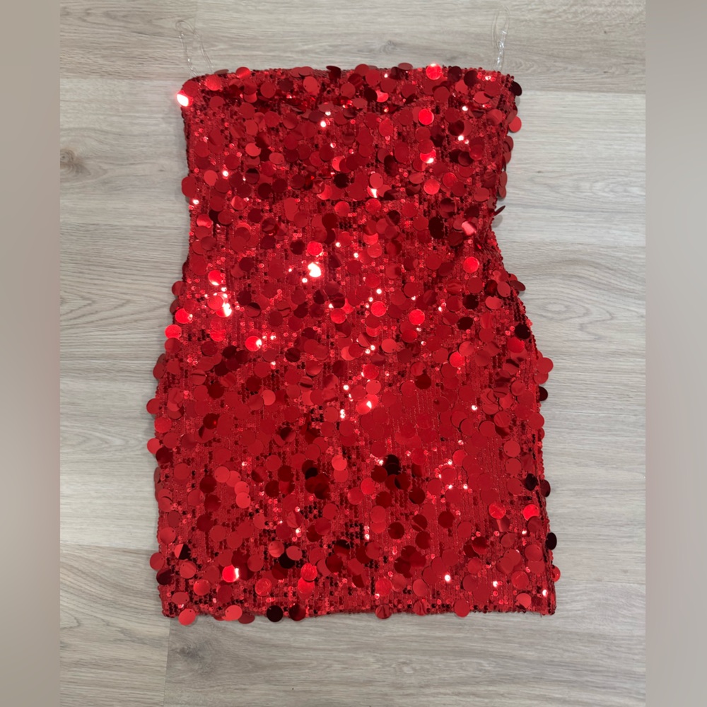 Glamorous Red Sequin Mini Dress